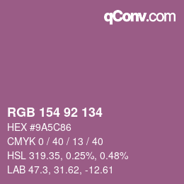 颜色代码: RGB 154 92 134 | qconv.com
