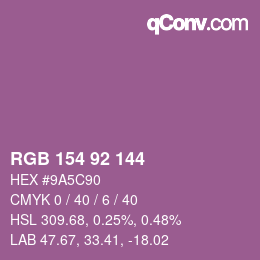 カラーコード: RGB 154 92 144 | qconv.com