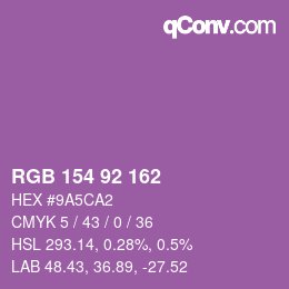 Color code: RGB 154 92 162 | qconv.com