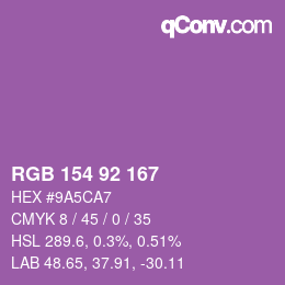 颜色代码: RGB 154 92 167 | qconv.com