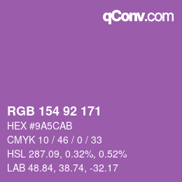 カラーコード: RGB 154 92 171 | qconv.com