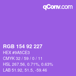カラーコード: RGB 154 92 227 | qconv.com