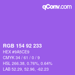 カラーコード: RGB 154 92 233 | qconv.com