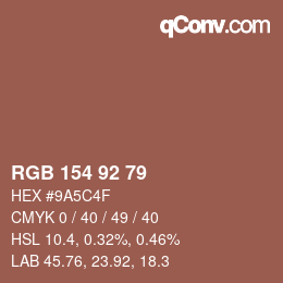 カラーコード: RGB 154 92 79 | qconv.com