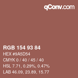 カラーコード: RGB 154 93 84 | qconv.com