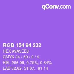 Color code: RGB 154 94 232 | qconv.com