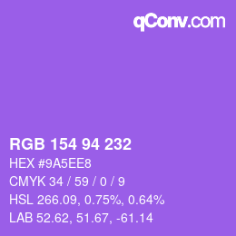 Color code: RGB 154 94 232 | qconv.com