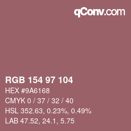 Color code: RGB 154 97 104 | qconv.com