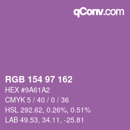 Color code: RGB 154 97 162 | qconv.com