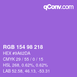 Color code: RGB 154 98 218 | qconv.com