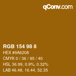 Color code: RGB 154 98 8 | qconv.com