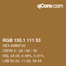 カラーコード: RGB 155.1 111 53 | qconv.com