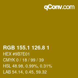 カラーコード: RGB 155.1 126.8 1 | qconv.com