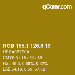 カラーコード: RGB 155.1 126.8 10 | qconv.com