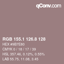 Color code: RGB 155.1 126.8 128 | qconv.com