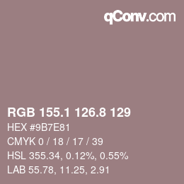 Color code: RGB 155.1 126.8 129 | qconv.com