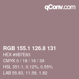 Color code: RGB 155.1 126.8 131 | qconv.com