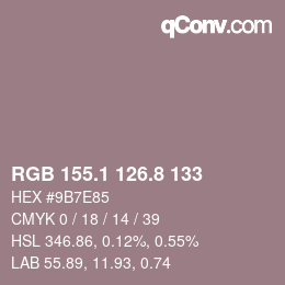Color code: RGB 155.1 126.8 133 | qconv.com