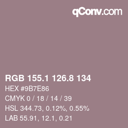 Farbcode: RGB 155.1 126.8 134 | qconv.com