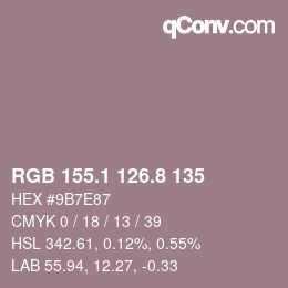 Color code: RGB 155.1 126.8 135 | qconv.com