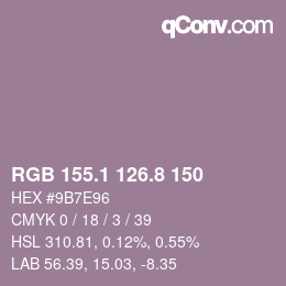 Farbcode: RGB 155.1 126.8 150 | qconv.com