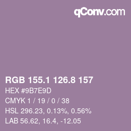 Color code: RGB 155.1 126.8 157 | qconv.com