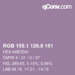 カラーコード: RGB 155.1 126.8 161 | qconv.com