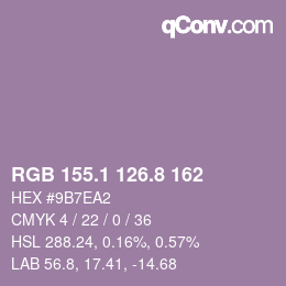 Color code: RGB 155.1 126.8 162 | qconv.com