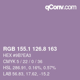 Farbcode: RGB 155.1 126.8 163 | qconv.com