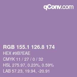 Color code: RGB 155.1 126.8 174 | qconv.com