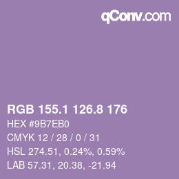 カラーコード: RGB 155.1 126.8 176 | qconv.com