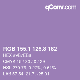 カラーコード: RGB 155.1 126.8 182 | qconv.com