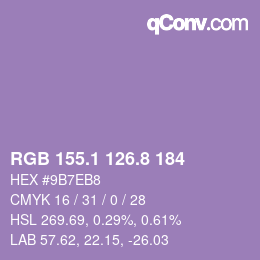 Color code: RGB 155.1 126.8 184 | qconv.com