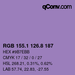 カラーコード: RGB 155.1 126.8 187 | qconv.com