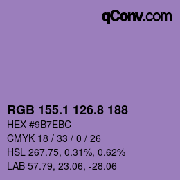 カラーコード: RGB 155.1 126.8 188 | qconv.com