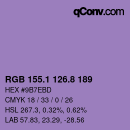 カラーコード: RGB 155.1 126.8 189 | qconv.com