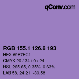 カラーコード: RGB 155.1 126.8 193 | qconv.com