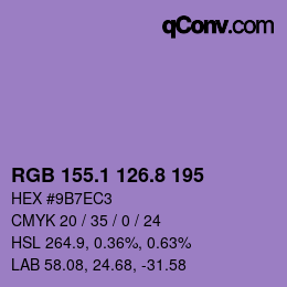 カラーコード: RGB 155.1 126.8 195 | qconv.com