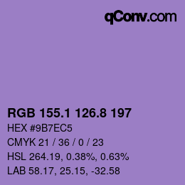 カラーコード: RGB 155.1 126.8 197 | qconv.com