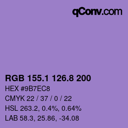 カラーコード: RGB 155.1 126.8 200 | qconv.com