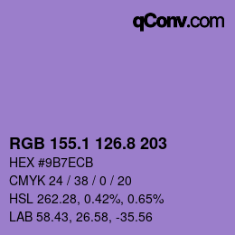 カラーコード: RGB 155.1 126.8 203 | qconv.com