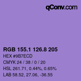 カラーコード: RGB 155.1 126.8 205 | qconv.com