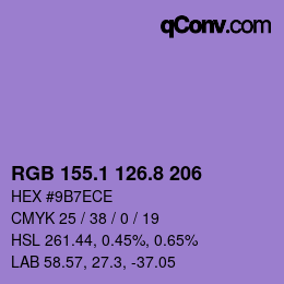カラーコード: RGB 155.1 126.8 206 | qconv.com