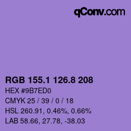 カラーコード: RGB 155.1 126.8 208 | qconv.com