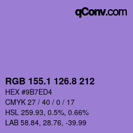 カラーコード: RGB 155.1 126.8 212 | qconv.com