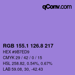 カラーコード: RGB 155.1 126.8 217 | qconv.com