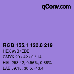 カラーコード: RGB 155.1 126.8 219 | qconv.com