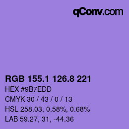 カラーコード: RGB 155.1 126.8 221 | qconv.com