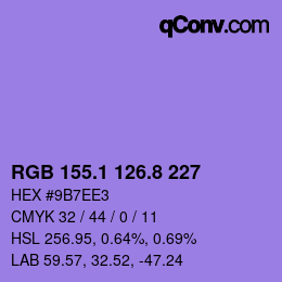 カラーコード: RGB 155.1 126.8 227 | qconv.com