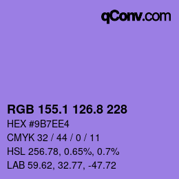 カラーコード: RGB 155.1 126.8 228 | qconv.com
